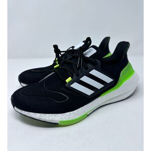 Adidas Men's 9 UltraBoost 22 Running Shoes Black / White / Green GX6640 NEW